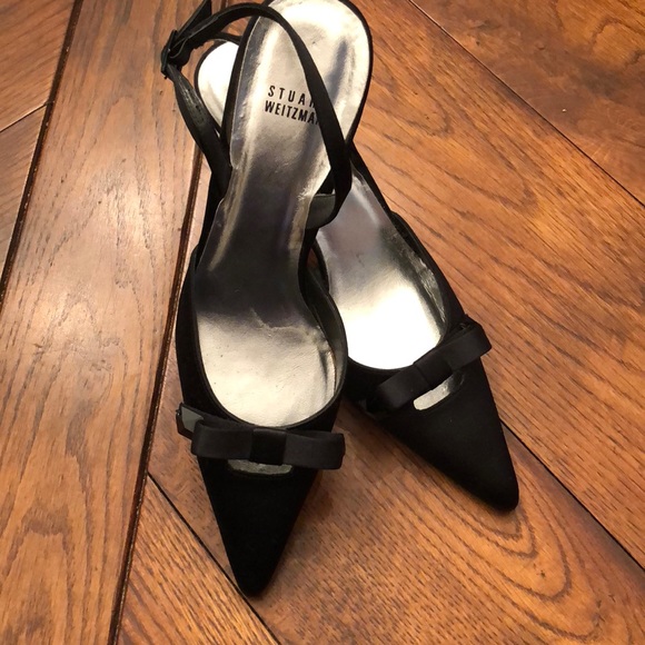 🚫Black Satin SlingBack Heels - Picture 2 of 5